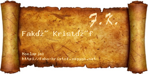 Fakó Kristóf névjegykártya